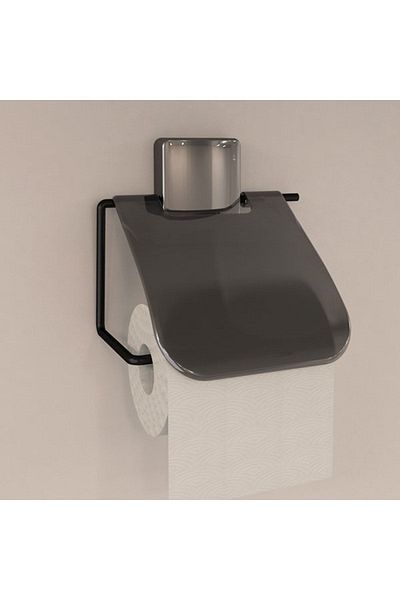 decorev Toilet Paper Holder Black Metal Adhesive