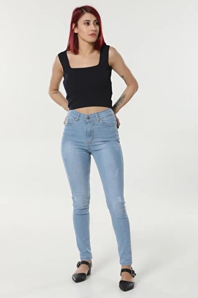 TRENDNATUREL Ανοιχτό μπλε Skinny Jeans - με Lycra και νύχια, η τραπέζι μεγεθών είναι διαθέσιμος