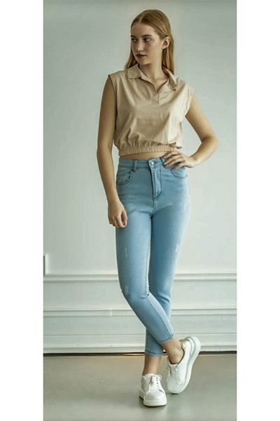 Lixera Susi Pantaloni Skinny Skinny Blue Nail Lycra Skinny Jeans