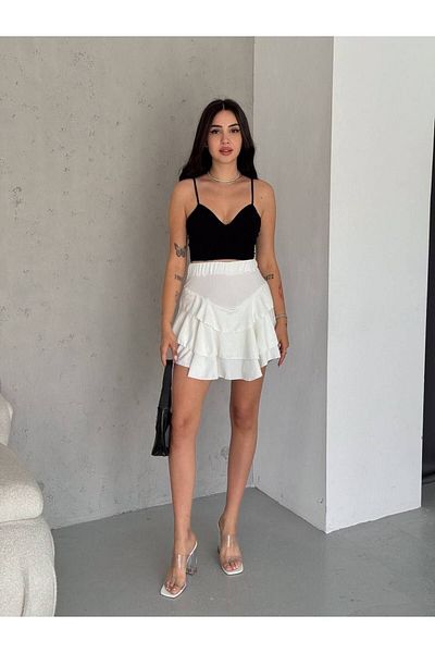 Noa Noa Fusta mini cu volane în stil Mykonos