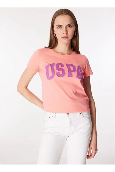 U.S. Polo Assn. Tricou pentru femei US Polo Assn.White cu gât crew - GEAN24 DMLS
