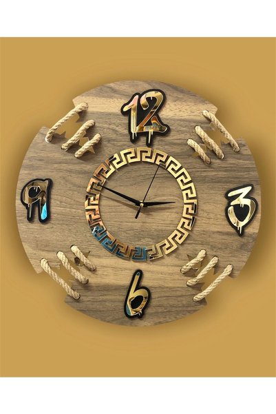 Genel Markalar Halatlı Modern Tasarım Ahşap Duvar Saati,duvar Saati,ahşap Saat,wall Clock,saat,wall Decor