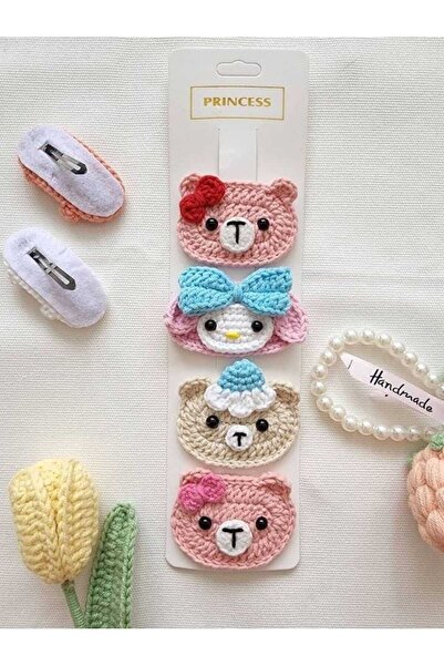 Kadın Girişimciler Atölyesi Set de 4 figurine de animale drăguțe cu accesorii de păr din bumbac pentru prieteni