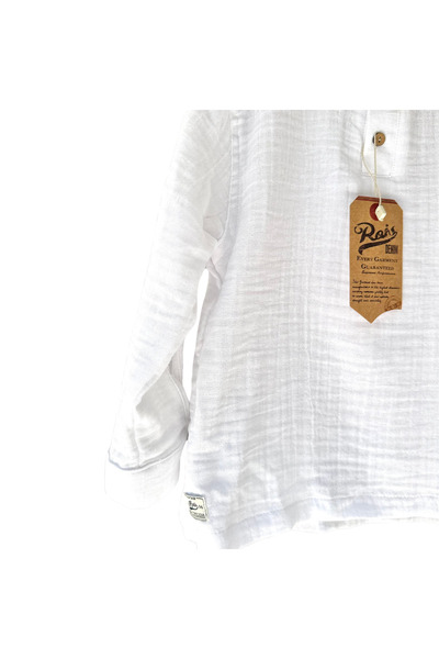 rois kids Organic Hakim Yaka Müslin Gömlek Beyaz Renk