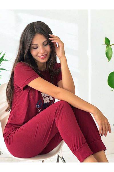 FAMES PİJAMA SET DE PIZJA DE VARĂ CU MÂNERĂ SCURTĂ DE BUMBAC