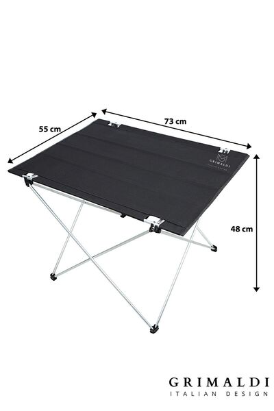 GRİMALDİ Katlanabilir Kumaş Kamp Ve Piknik Masası, Siyah, Geniş Model, 73 X 5...