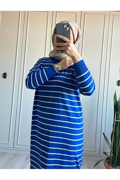 deywearst Ριγέ Hijab Μπλούζα S-XL