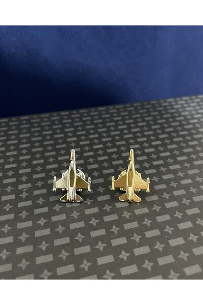 RozetDünyası 2 ADET Uçak Rozet Gold ve Gümüş Renk