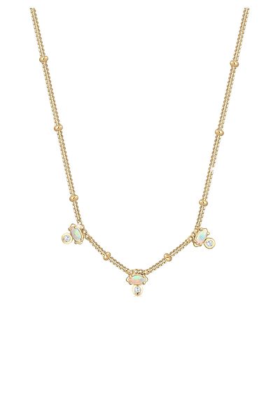 ELLI Halskette Vintage Synthetischer Opal Zirkonia 925er Silber
