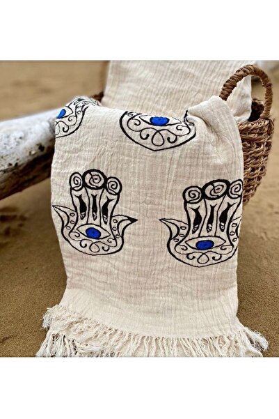 Shopiole بيشتيمال موسلين كبير الحجم - (هامسا) يد فاطمة مطبوعة - 100 سم × 180 سم