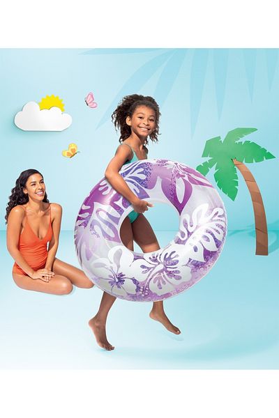 Intex 91 cm Wide Inflatable Bagel with Leaf and Flower Pattern