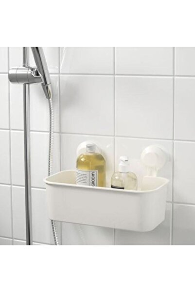 TAGESAN Coș de duș cu ventuză Tısken 28x17x17 cm Raft de duș din plastic Raft...