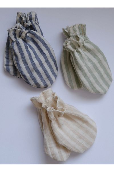 runbaby 3 Double Layer 100% Cotton Muslin Baby Gloves