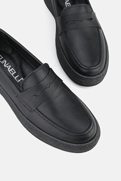TUNAELLİ Дамски мокасини от естествена кожа, черни - размер 36-41