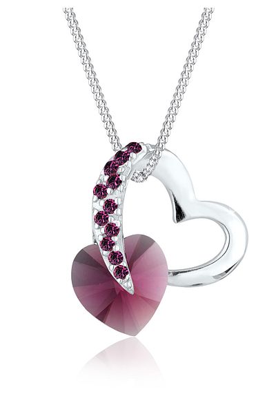 ELLI Halskette Weiße Herz Kristalle 925 Sterling Silber