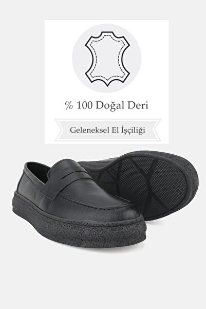 TUNAELLİ Дамски мокасини от естествена кожа, черни - размер 36-41