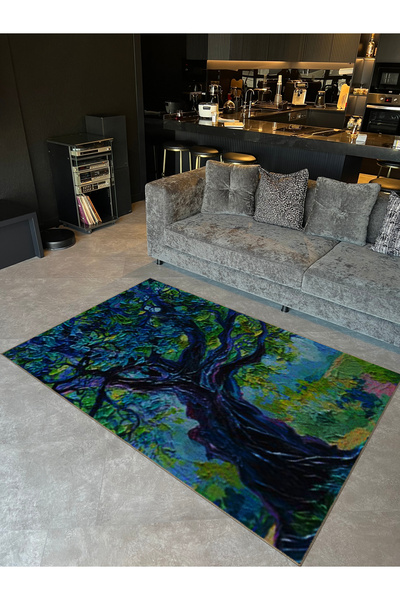 Rugs Modern Halı Pastel Theme Abstract Colors Ancient Tree Patterned Modern D...