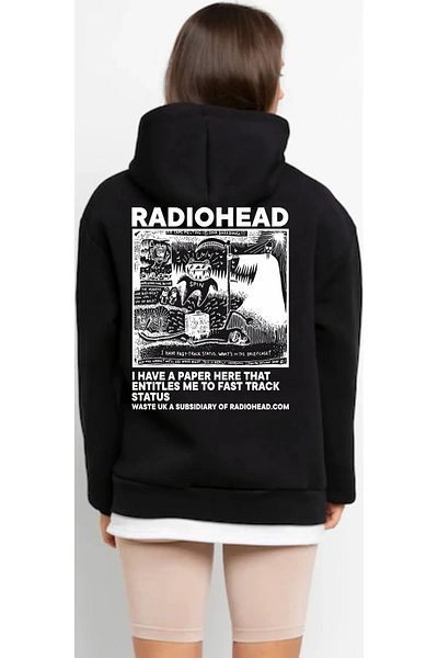Modern Moda Μπλουζάκι Unisex με μαύρη κουκούλα Radiohead Dna Breeding - Χοντρό ύφασμα 3 κλωστών