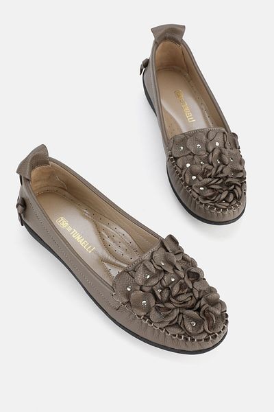 TUNAELLİ Balerini din piele de damă Mink Color - Pantofi casual naturali autentici