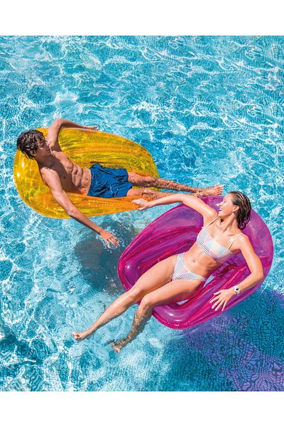 Intex عجلة بحرية شفافة مربعة مقاس 104 × 102 سم - شبكية، كيس شفاف، سرير للتشمس