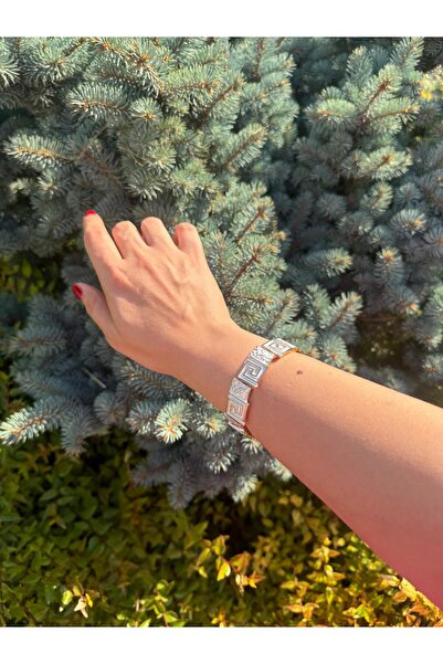 Mojo Jewellery Özel Tasarım Sedefli Beyaz Girdap Pirinç Bilezik