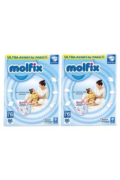 Molfix Baby Diapers Ultra Advantage Package Extra Large 6 No. 86 Pcs