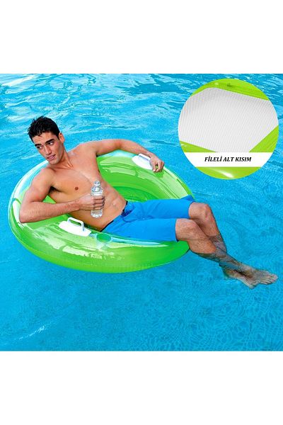 Intex حلقة بحرية مقاس 119 سم مع شبكة وكوب - كرسي صالة قابل للنفخ