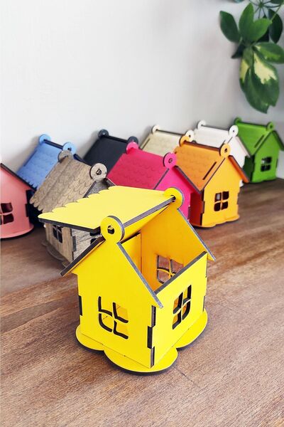 woodsia Ev Şeklinde Dekoratif Kutu 10 Adet