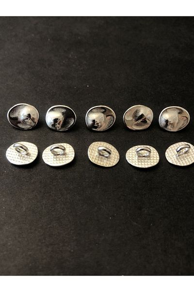 aensia Silver Silver Oval Ellipse Bottom Feet Metalized Button 18 Size Button Shirt Button-10 Pieces Button Pack