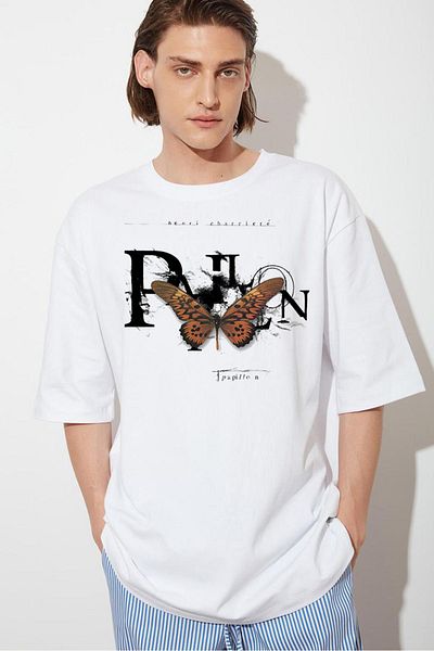 DEEPSENCE Ανδρικό βαμβακερό μπλουζάκι Oversize - Loose Fit, Basic Printed