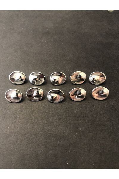 aensia Silver Silver Oval Ellipse Bottom Feet Metalized Button 18 Size Button Shirt Button-10 Pieces Button Pack