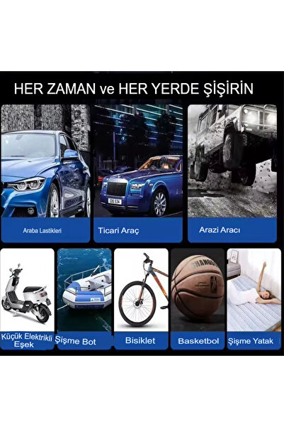 Tisul SLİM Siyah MODEL Göstergeli Oto Araç Profesyonel Hava Pompası Kompresör Mini Lastik Şişirme Pompası