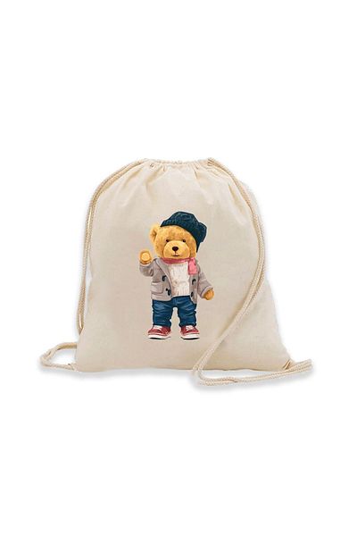 bezçantadünyası Pink Scarf Teddy Bear Cloth Bag