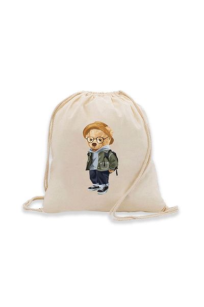 bezçantadünyası Teddy Bear Cloth Bag with Yellow Hat