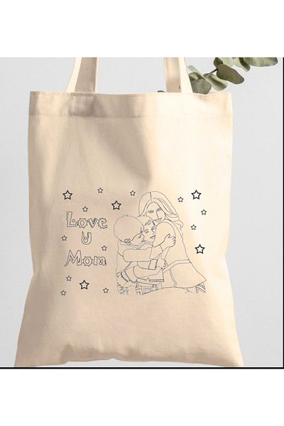 bezçantadünyası Raw Cloth Bag - Mother's Day Printed