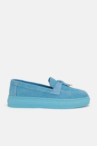 TUNAELLİ Loafer de damă din piele de căprioară albastră - Mărimea 36-41 Pantofi casual