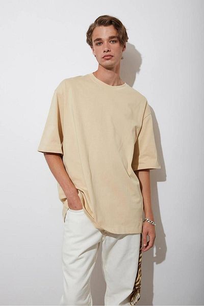DEEPSENCE Ανδρικό μπλουζάκι με λαιμόκοψη Oversize - Απλό Μαύρο Λευκό, Βαμβακερό, Summer Plain Basic