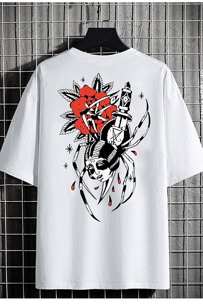 DEEPSENCE Λευκό μπλουζάκι Oversize - Scorpion Γυναικείο εμπριμέ