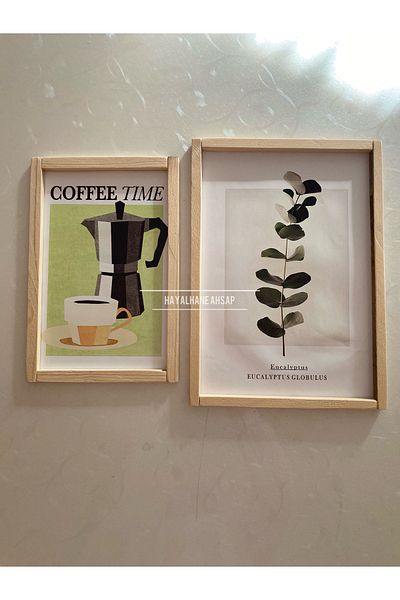 HAYALHANE AHŞAP Комплект ъглова масичка за кафе Eucalyptus Coffee Time с дървена рамка