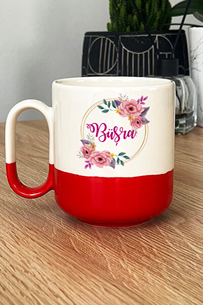 Hedizu Kişiye Özel Çiçekli İsim Yazan Pro Kupa Bardak Kırmızı Arkadaşa Doğum ...