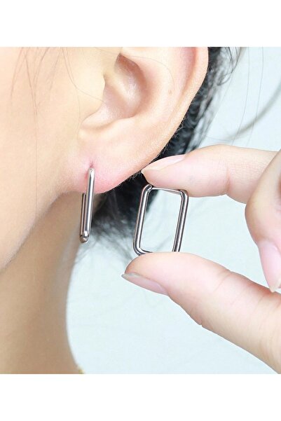 MAZEN Çelik Dikdörtgen Küpe Antialerjik Kararmaz Küpe