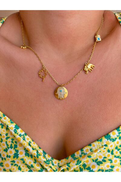 sirius jewelry قلادة مطلية بالذهب مع سحر الحظ