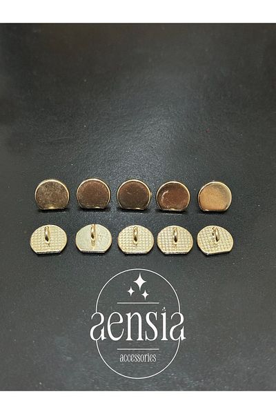 aensia Six GolD metal Shirt Buttons - Semicircle, 1.14 Cm, Pack of 10