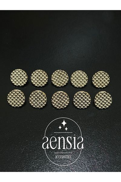 aensia GolD Staple PatterneD TextureD metal Shirt Button - 1.14 Cm Pack of 10 Buttons