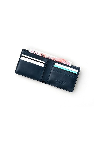 HELMBROOK Eldridge Men - Navy Blue Leather, Λεπτό σχέδιο, Πορτοφόλι RFID προστασίας πολλαπλών θέσεων