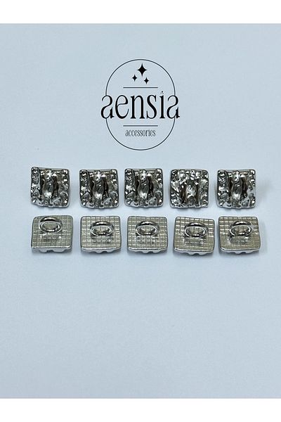 aensia Square Metal Blouse Shirt Dress - Striped and Wrinkled Embossed, Button 1.14 CM- Pack of 10