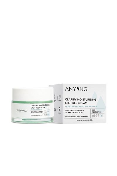 Anyong 50 ml Cream - Calming and Moisturizing, Oil-free (Centella Extract & Hyaluronic Acid), Oily Skin