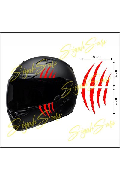 S&S HEDİYELİK EŞYA Motor Helmet Monster Red Claw Decal Sticker Sticker Foil