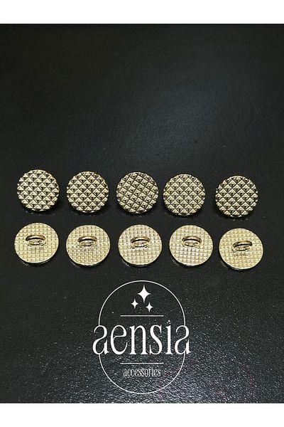 aensia GolD Staple PatterneD TextureD metal Shirt Button - 1.14 Cm Pack of 10 Buttons