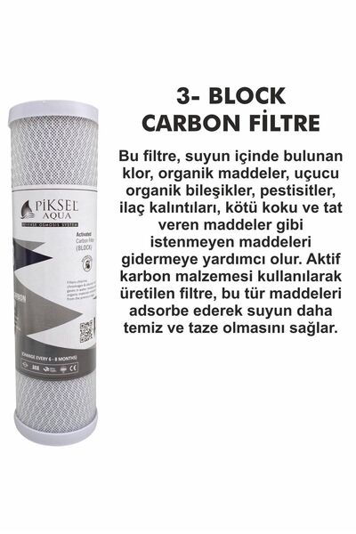 Alfa Dükkan Tüm Açık Kasa Su Arıtma Cihazları Ile Uyumlu Çift Karbonlu 4'lü Filtre Seti